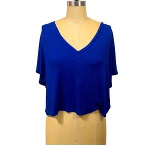 ZARA size Small Electric Blue‎ short sleeve crop blouse preowned good condition.